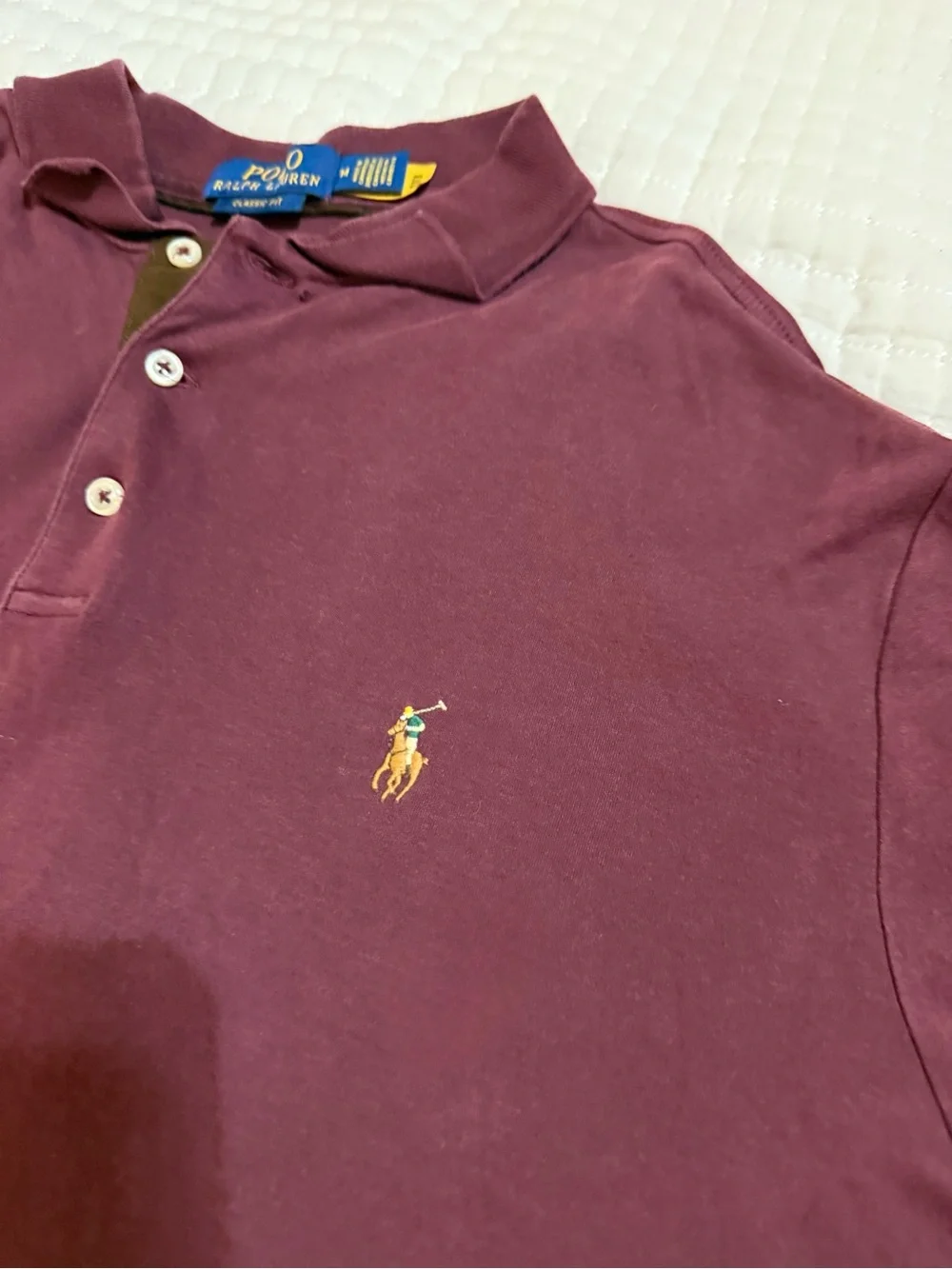 Ralph Lauren Long-Sleeve Polo Shirt in Burgundy with Gold Pony